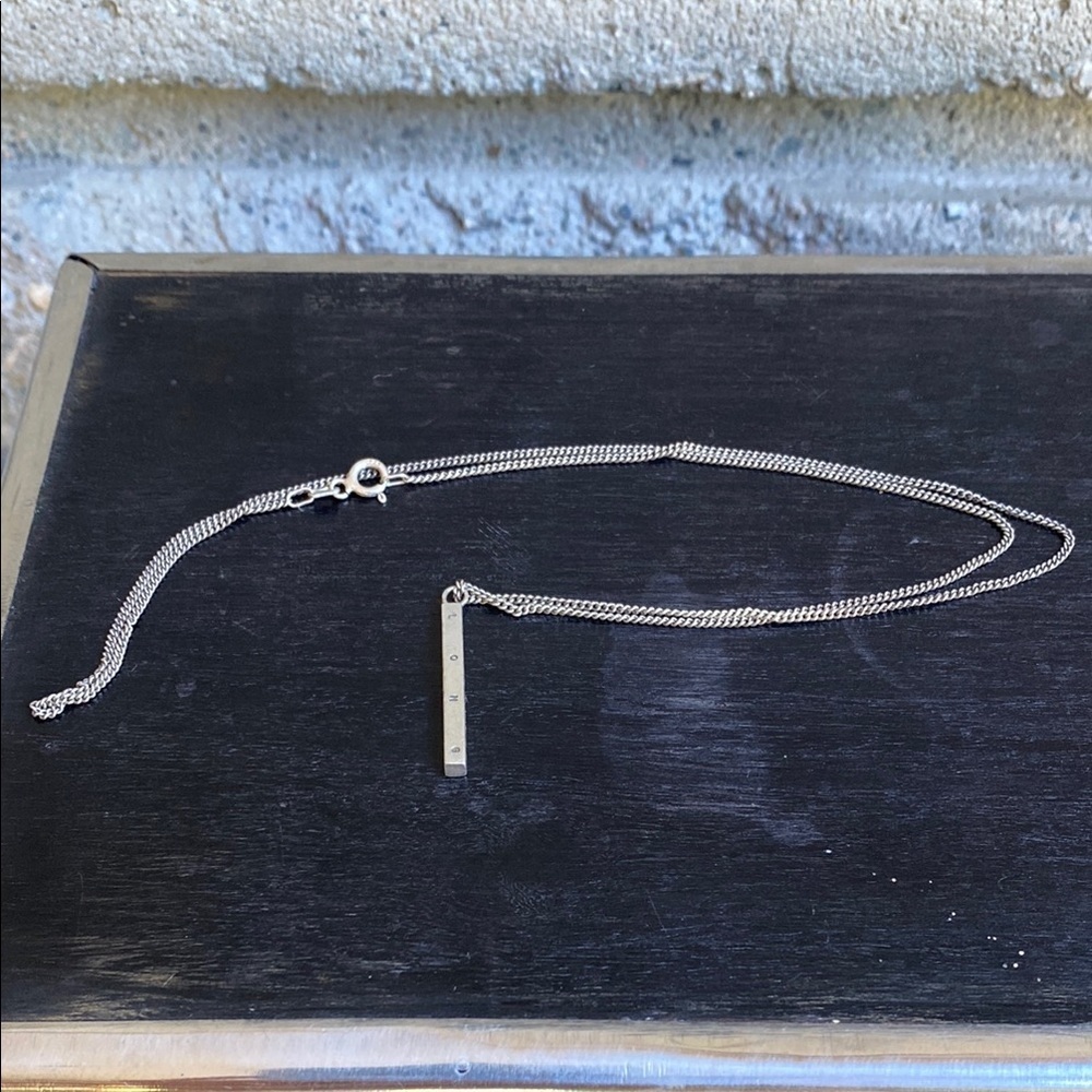 Stamped Quote 925 Silver Bar Necklace